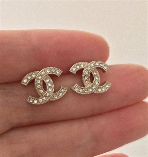 crystal chanel earrings cc|chanel cc earrings original.